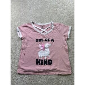 Bobbie Brooks Girls Pink "One Of A Kind" Llama Graphic Tee M 7/8‎